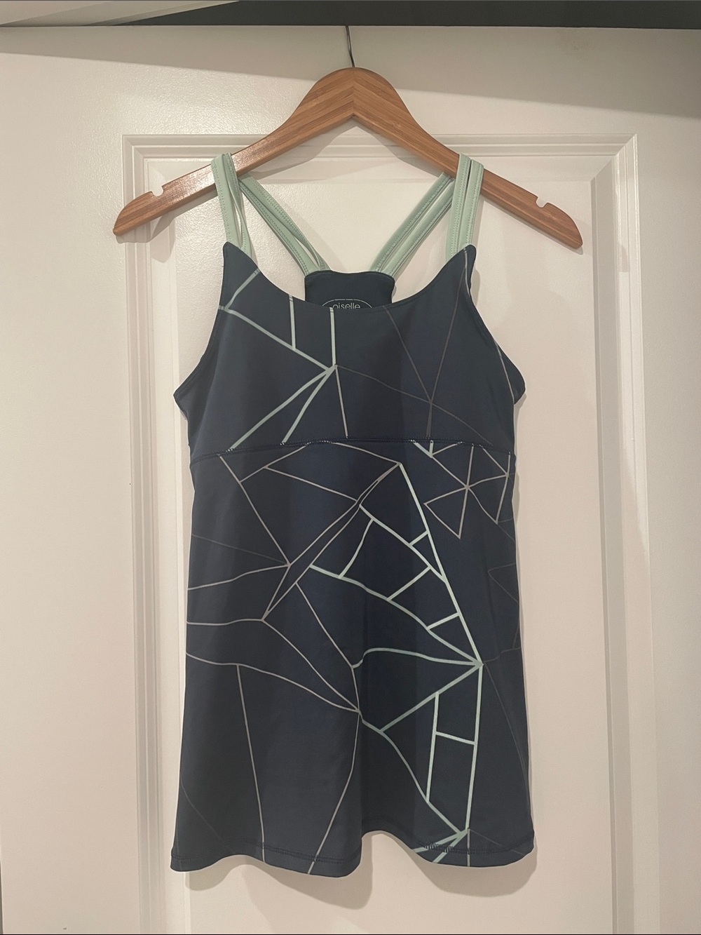 oiselle Navy Blue Geometric athletic tank top small - Picture 2 of 5